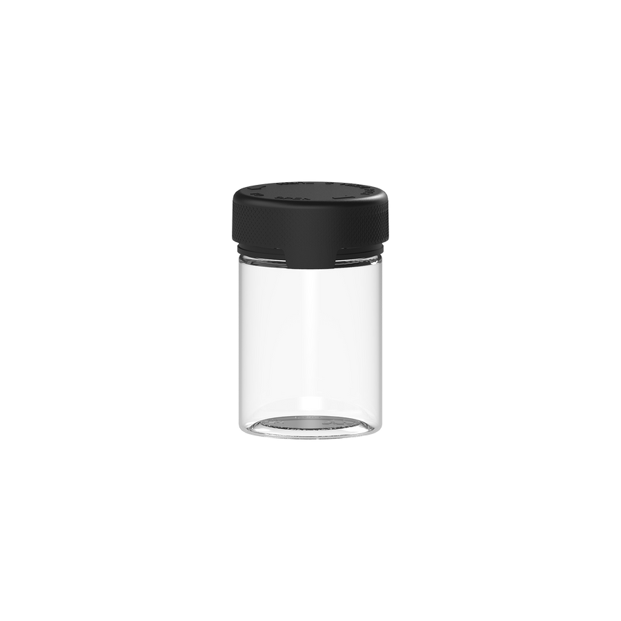 120CC/4FL.OZ/120ML Aviator CR - Container With Inner Seal & Tamper - Clear Natural With Opaque Black Lid - Copackr.com