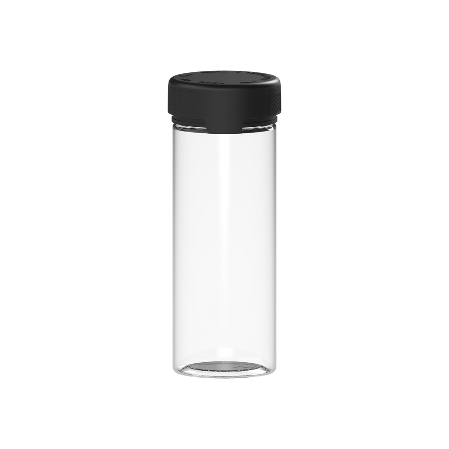 240CC/8FL.OZ/240ML Aviator CR - Container With Inner Seal & Tamper - Clear Natural With Opaque Black Lid - Copackr.com