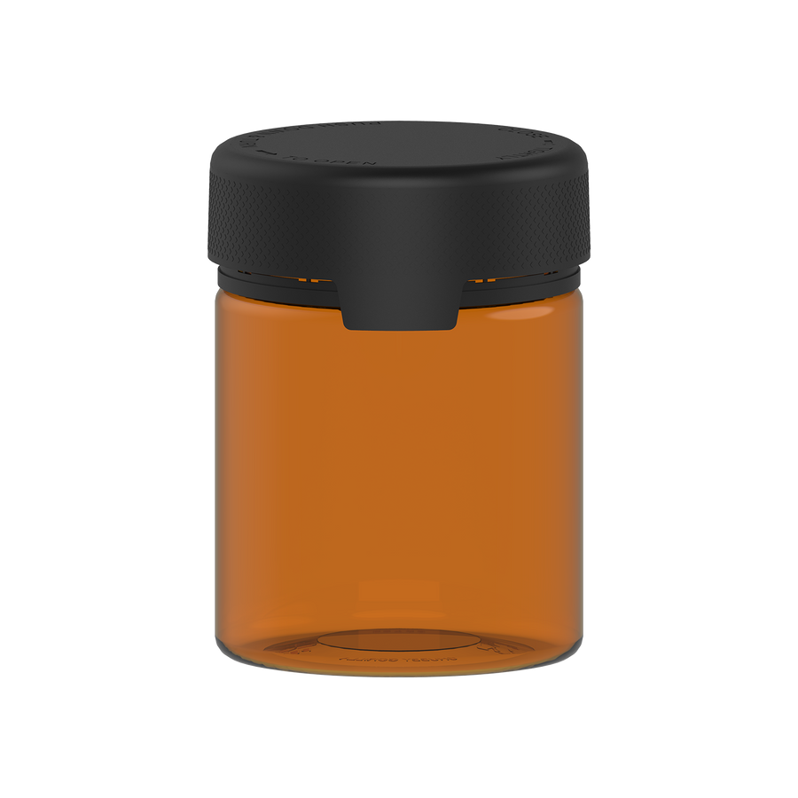 550CC/18.5FL.OZ/550ML Aviator CR - XL Container With Inner Seal & Tamper - Translucent Amber With Opaque Black Lid - Copackr.com
